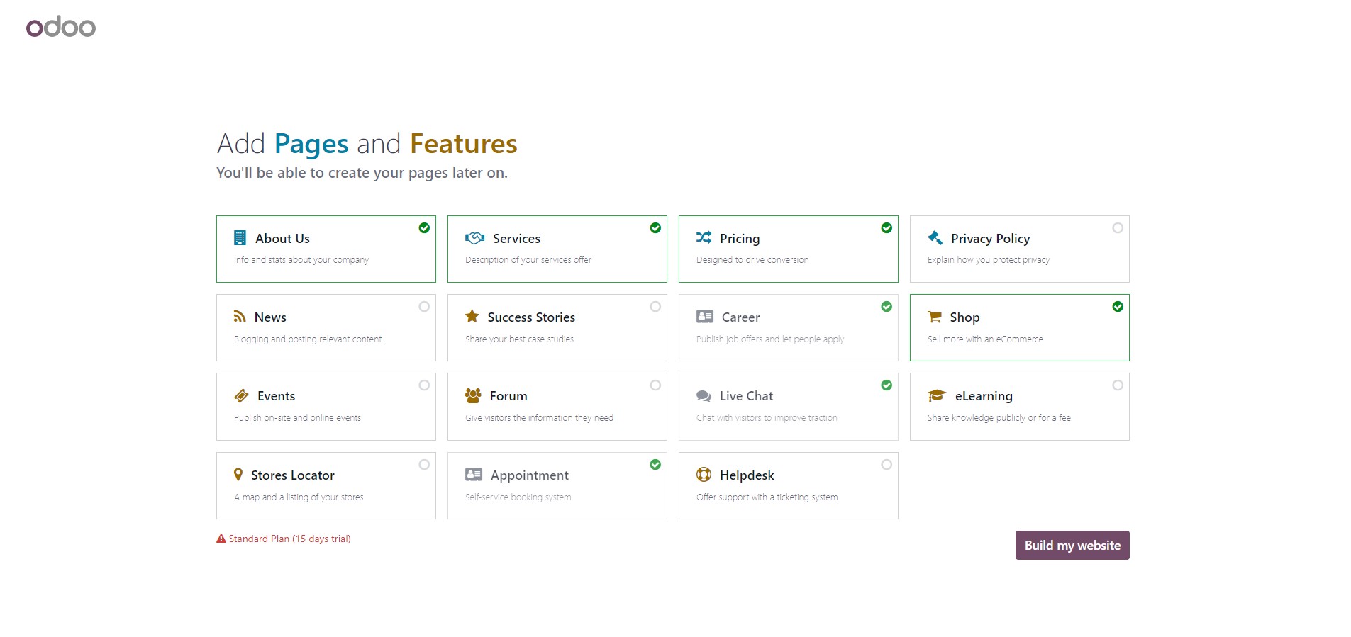 Setting up sections of the future site