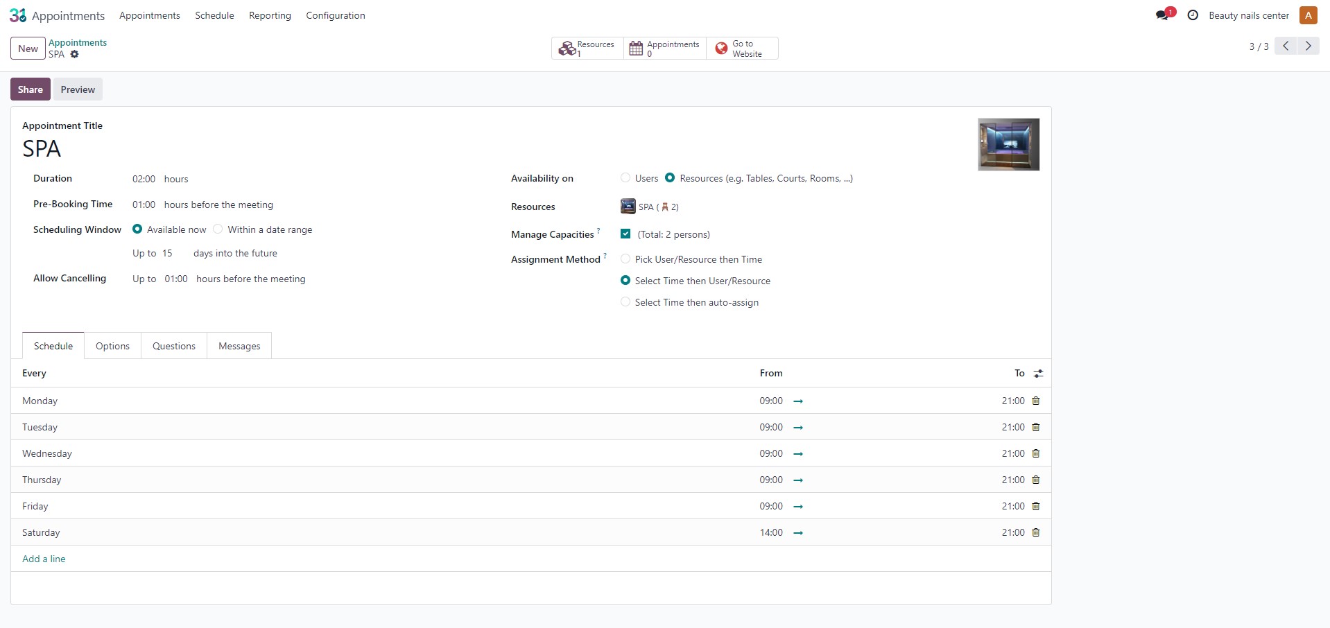 Apointment card. Main