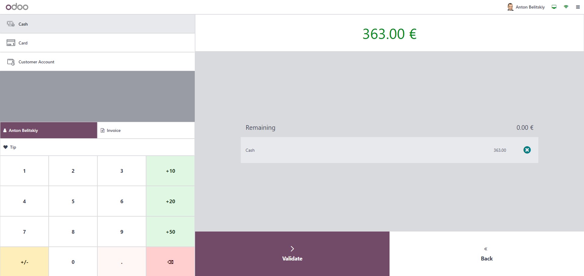 PoS. Payment registration