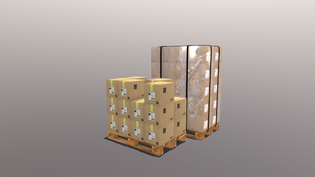Pallets with boxes