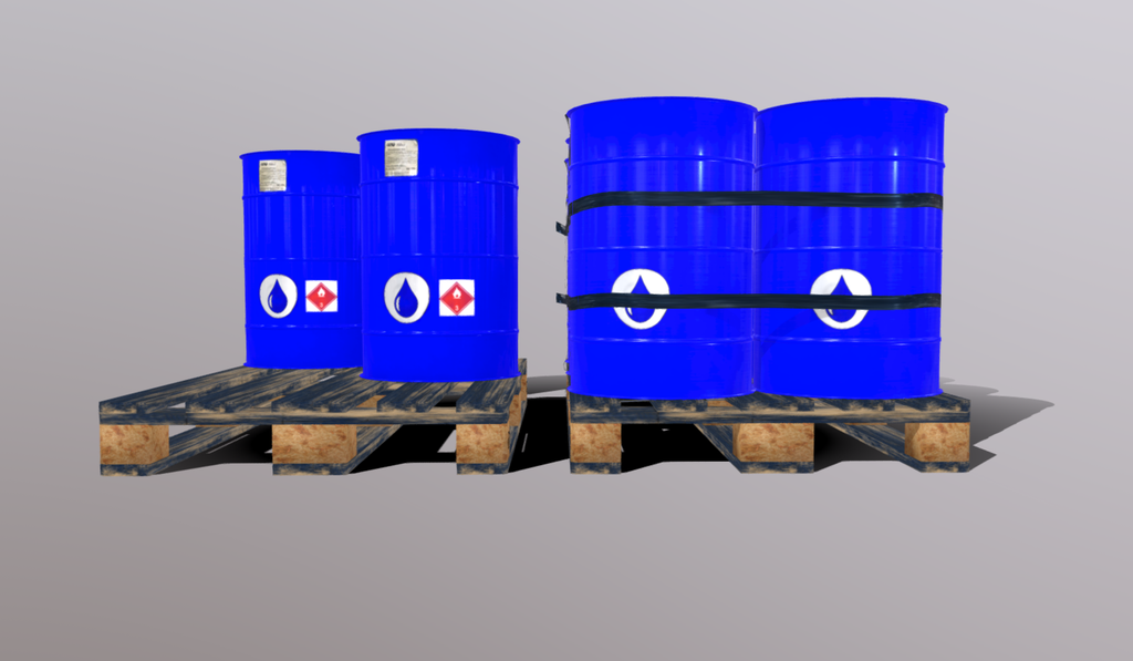 Pallets with imperial barrels