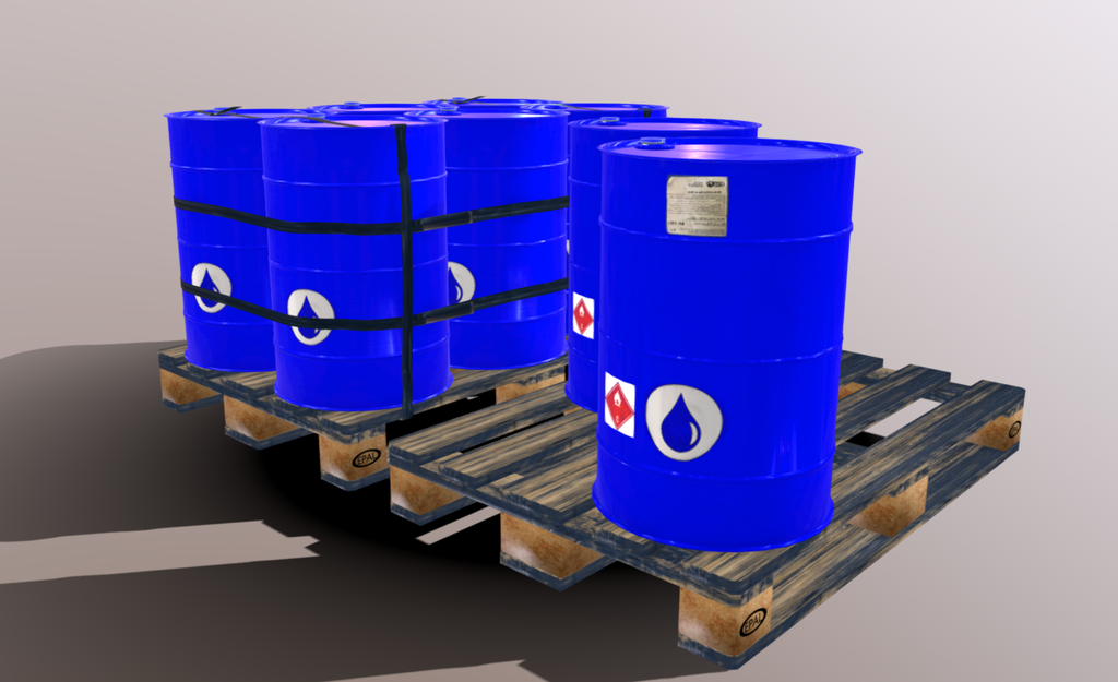 Pallets with imperial barrels