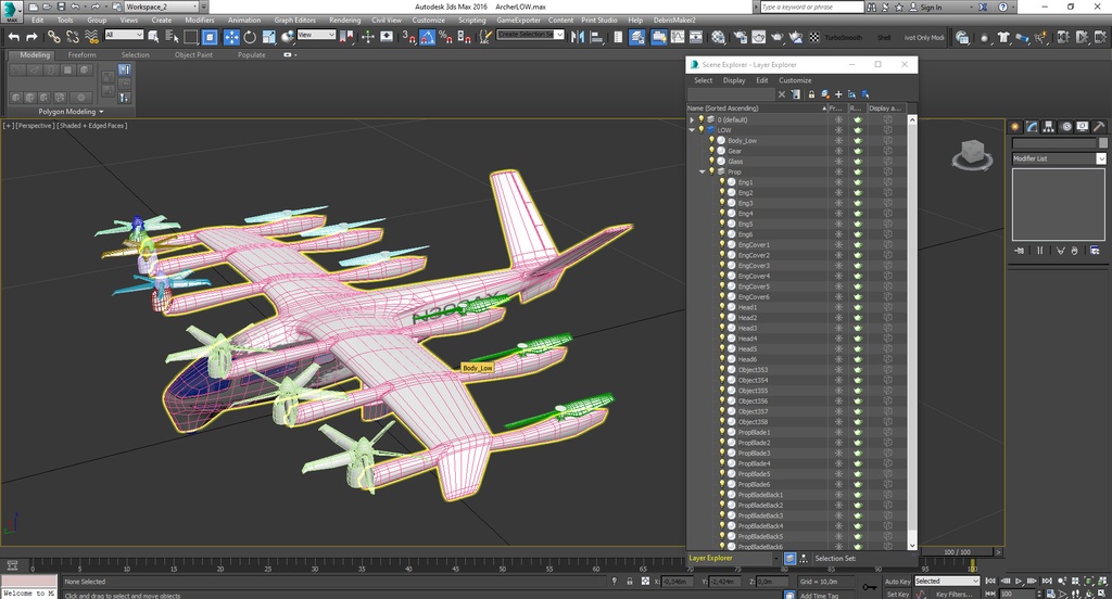 Archer Midnight EVTOL low poly