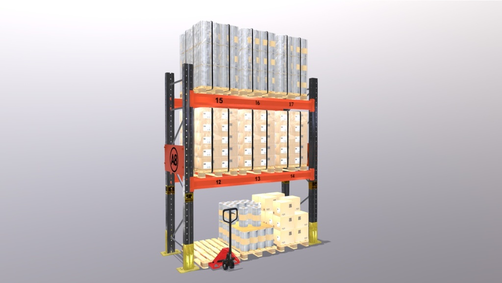 Warehouse Storage System with Hand Truck