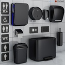 Bathroom accessories set 72 black (Jofel, Brabantia, Satino Black, BXG, Katrin, Viega)