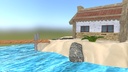 Stylized Island House with Animated Water