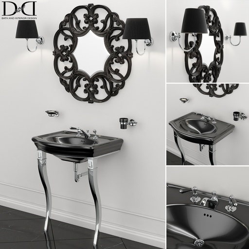 sink NEW ETOILE (MARLENE CONSOLE) and mirror Black AMELIE Devon Devon